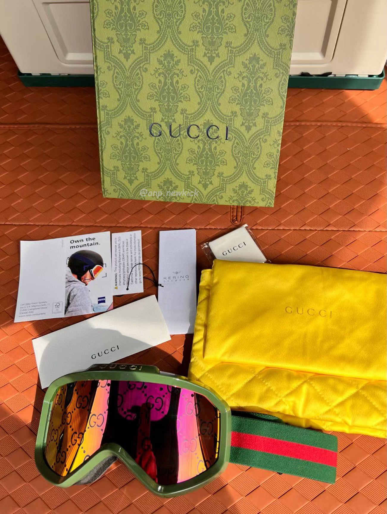 Gucci Ski Goggle Black Pink Olive Green White (10) - newkick.org